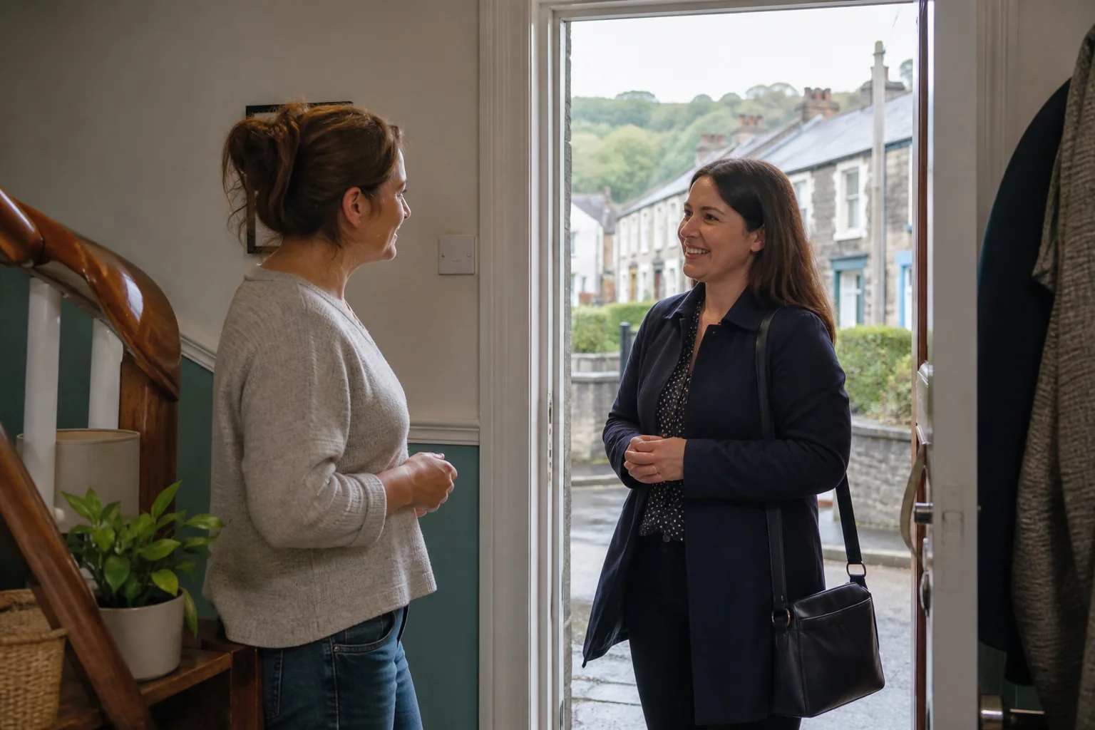 A local agent being welcomed at a customer's South Wales home